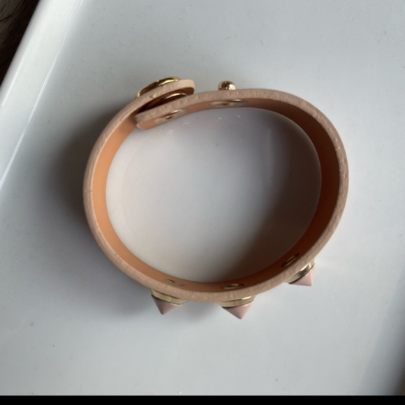 Blush & Gold Leather Spiked Bracelet - Picture 3 of 5